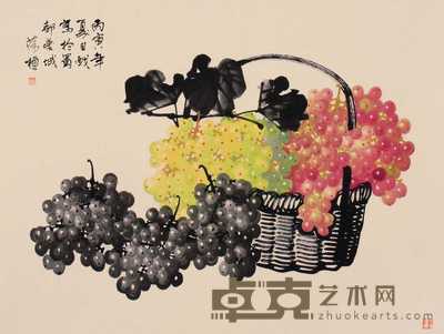 苏葆桢 丙寅(1986年)作 葡萄 镜心 67×90cm